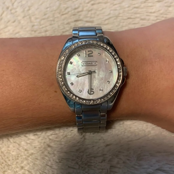COACH TRISTEN WOMEN’S MOTHER OF PEARL STEEL DIAMOND WATCH main image 7